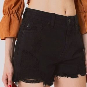 KanCan black high waisted distressed denim shorts